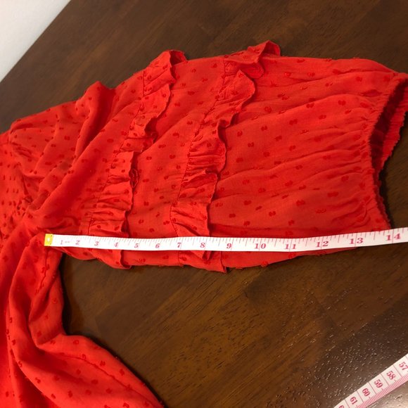 Loft Dot Textured Ruffled Long Sleeve Top Size L NWT. - Picture 11 of 16